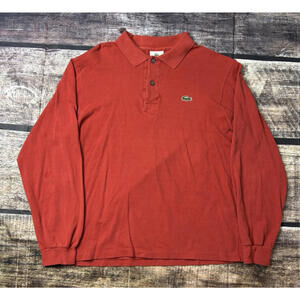 Lacoste Polo Shirt Men's 4 (Medium) Orange Long Sleeve Cotton